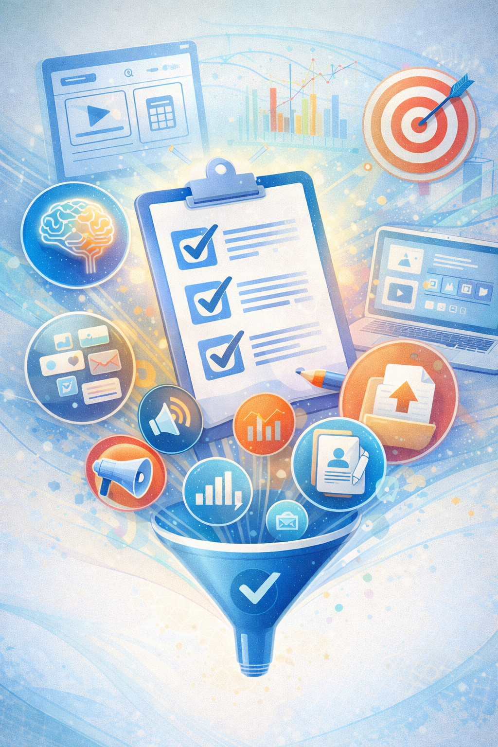 Visual representation of an MVP development strategy highlighting validation, marketing, analytics, and product growth planning.