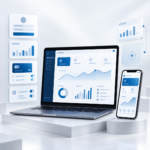 Laptop and smartphone displaying an MVP with structured core features and flexible product modules.